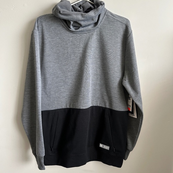 DC Shoes Sweatshirt Womens Small Black Gray Funnel Neck Pullover Athleisure NWT - Picture 1 of 11